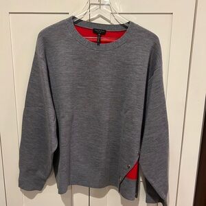 Rag & Bone Merino Wool cotton blend grey sweater with side buttons